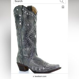 Blue Glitter Inlay Western Boots